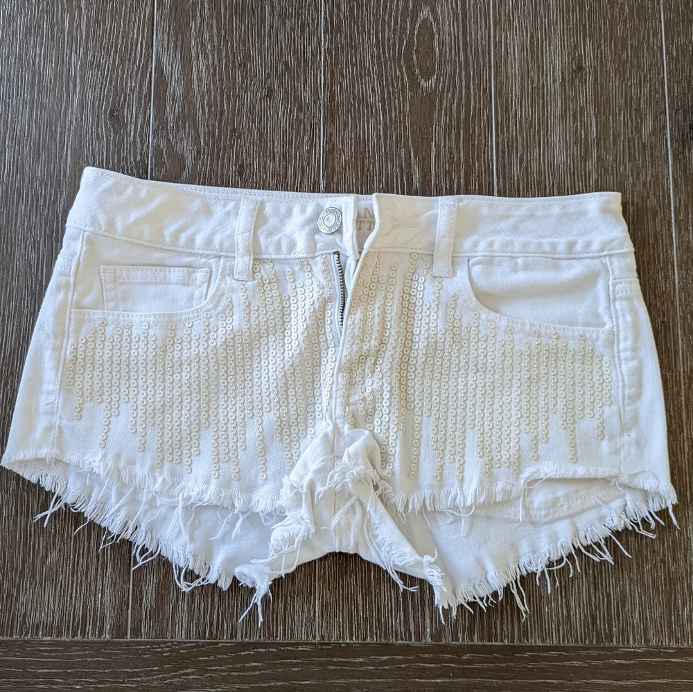 White Denim Cut Off Shorts